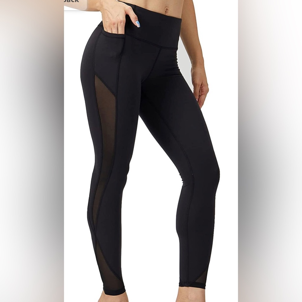 NWT-ONGASOFT High Waisted Yoga Pants for Women Running Workout Mesh Leggings.